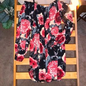 Floral Off the Shoulder Long Sleeve Dress